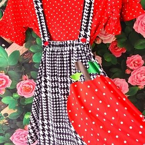 Penelope Plumm 2 Piece Apple Polka Dot Skirt/top